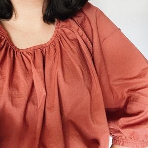 The Ruched Air Blouse in Burnt Sienna